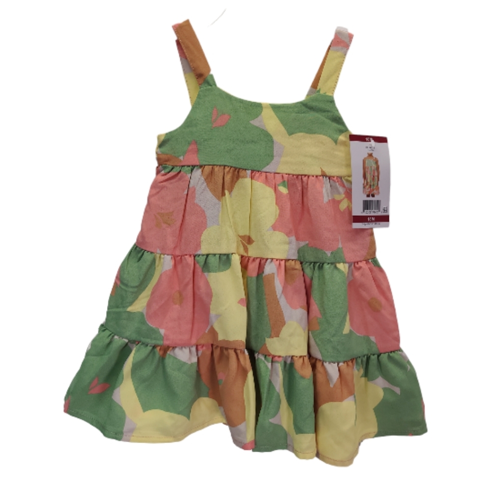 Social Standard Baby Girl's Tiered Tie-Back Sleeveless Flowered Dress 18 Months